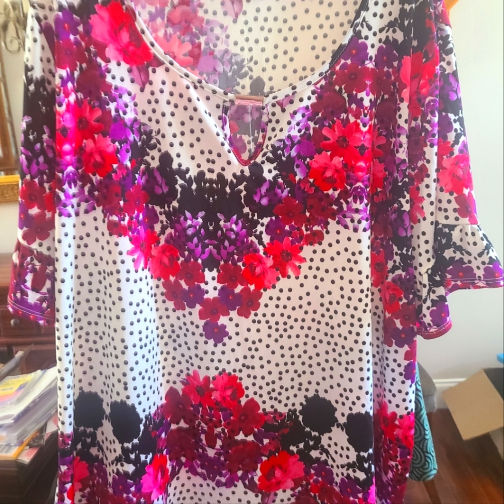 Notations Pink and Purple Graphic Blouse